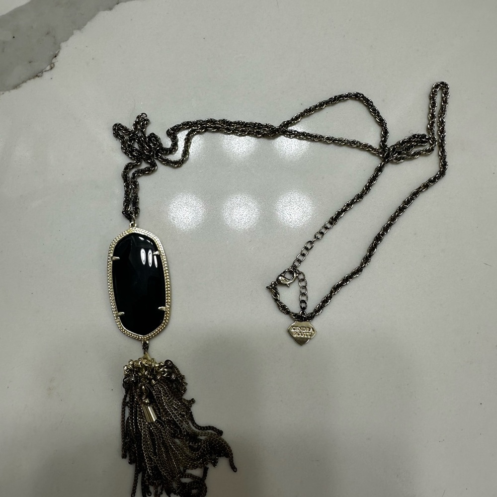 Kendra Scott Black Pendant Necklace with Gold Accents